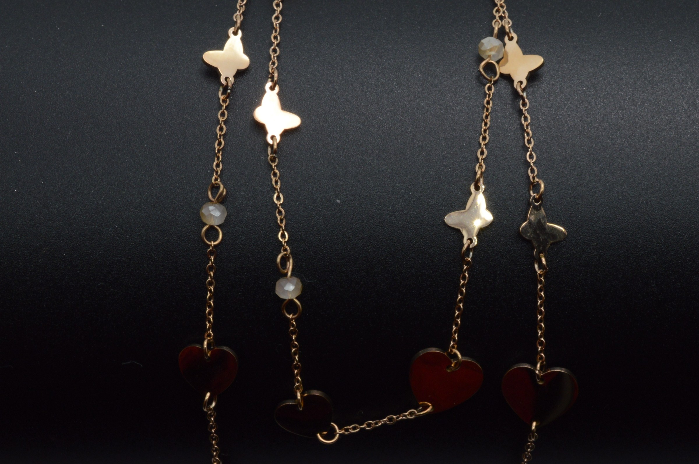 C9- COLLANA ACCIAIO ROSATO E CRISTALLI (3)